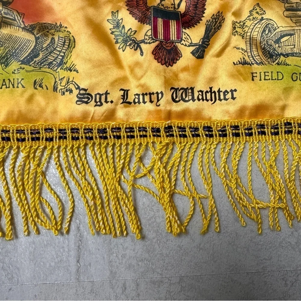 Vintage US Army satin fringe pillow case WWII souvenir pillow cases